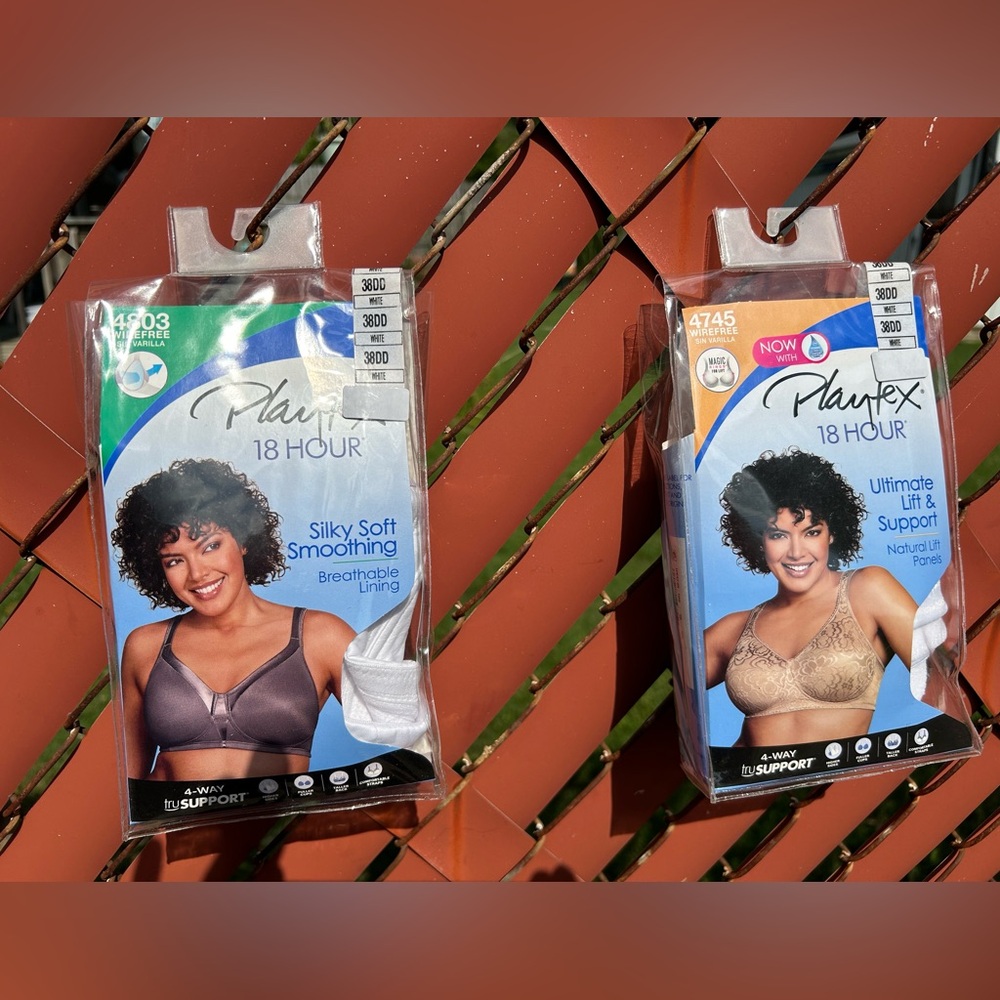 Two NWT bras 38 DD.  Playtex brand. Both still in package. Removed only for pics